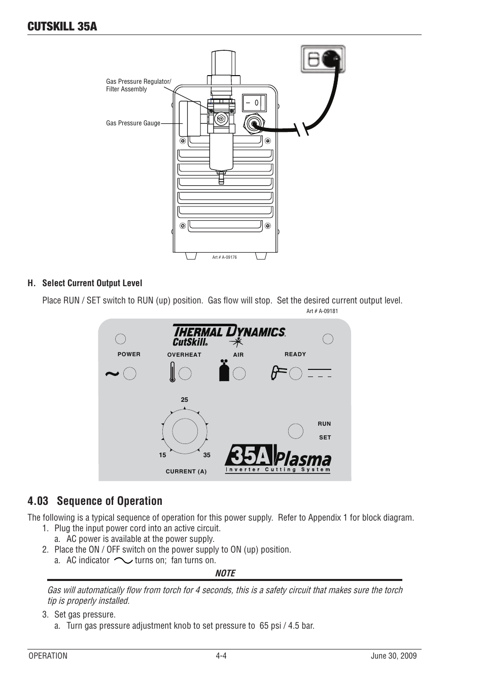 03 sequence of operation, Sequence of operation -4, Cutskill 35a | Tweco 35A CutSkill Power Supply User Manual | Page 24 / 40