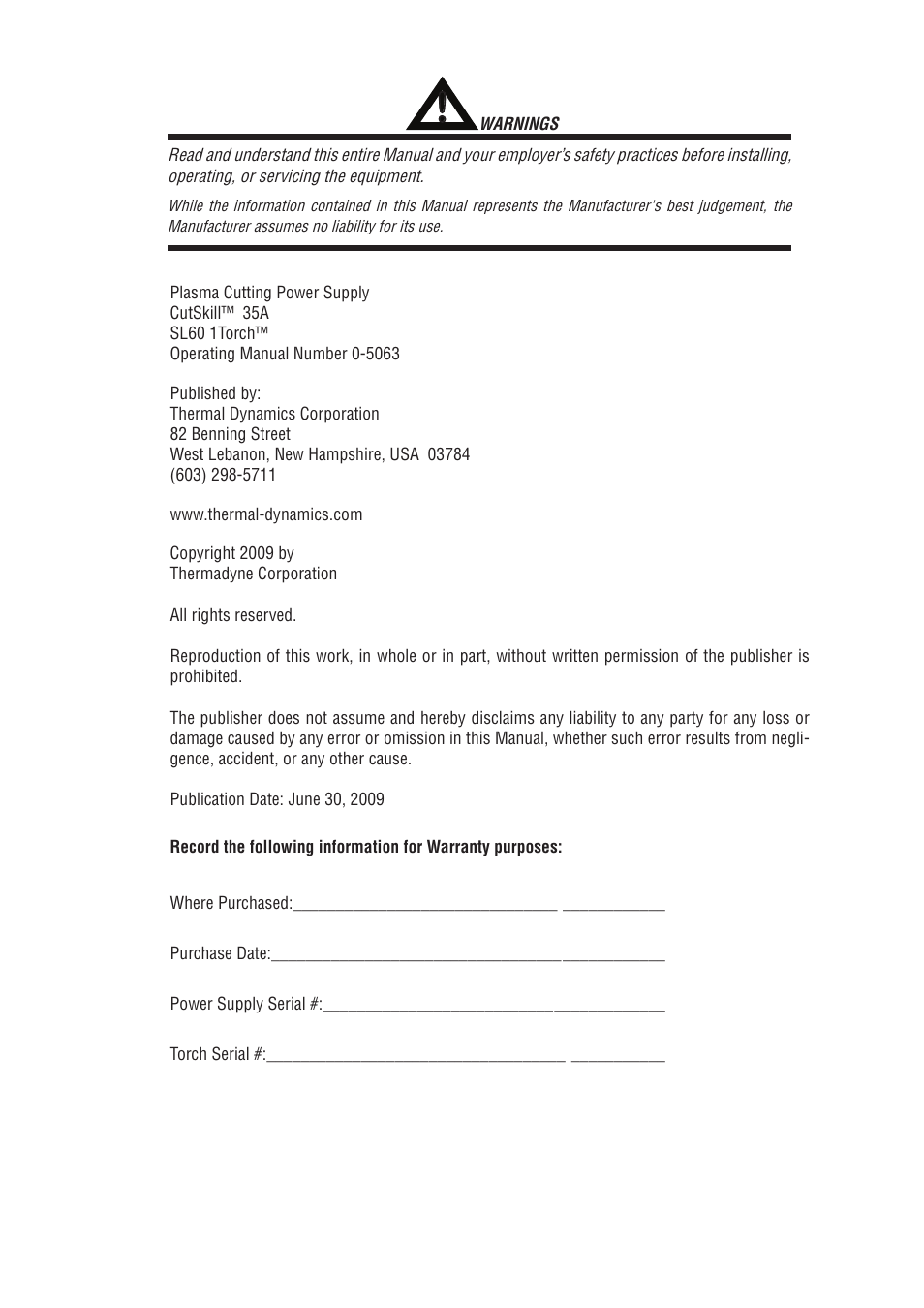 Tweco 35A CutSkill Power Supply User Manual | Page 3 / 40