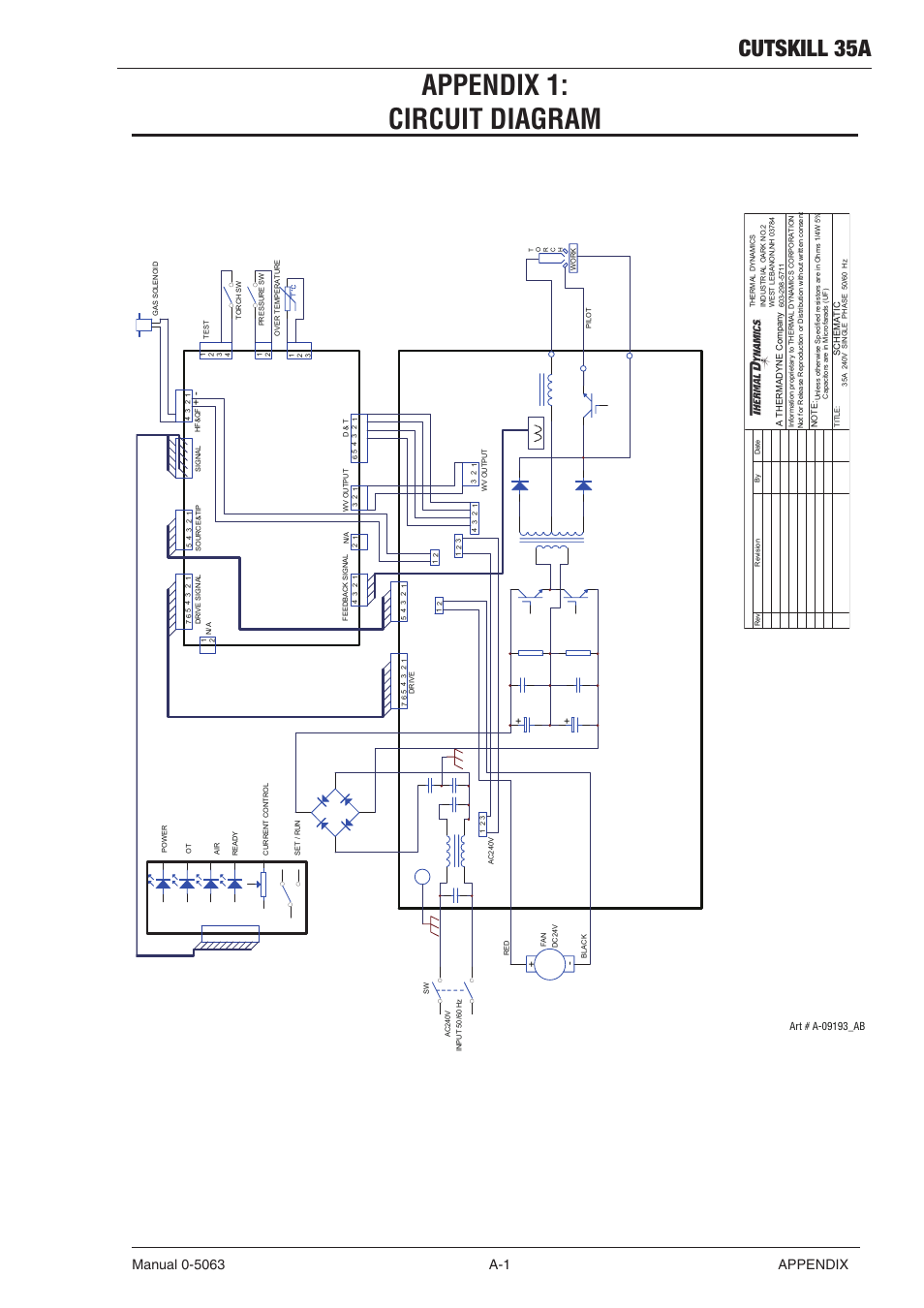 Appendix 1:circuit diagram, Appendix 1: circuit diagram, Cutskill 35a | Tweco 35A CutSkill Power Supply User Manual | Page 37 / 40