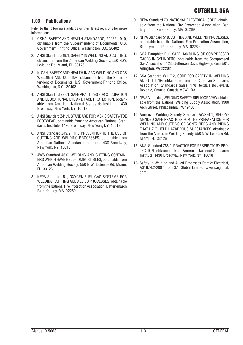 03 publications, Publications -3, Cutskill 35a | Tweco 35A CutSkill Power Supply User Manual | Page 7 / 40