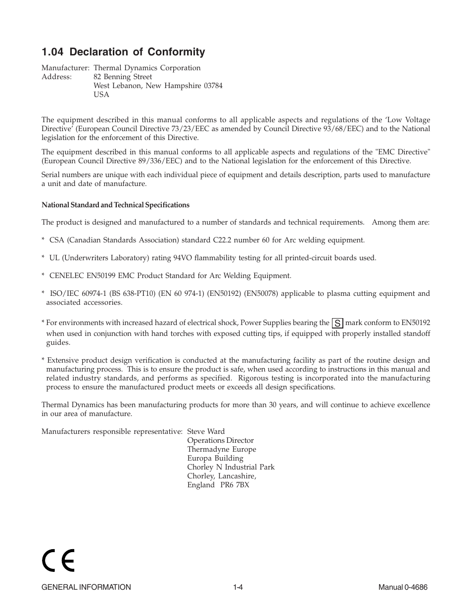 04 declaration of conformity | Tweco C-100A CutSkill User Manual | Page 10 / 38