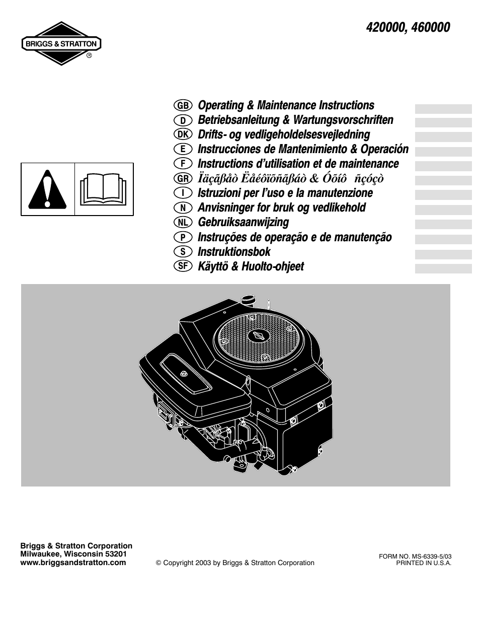 Briggs & Stratton 460000 User Manual | 11 pages