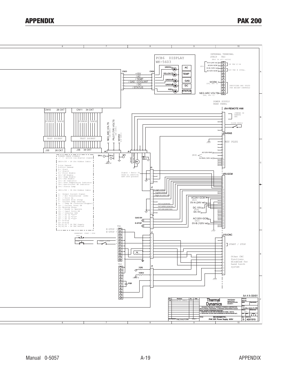 Appendix pak 200, Thermal dynamics, Key plug | Tweco Pak 200 User Manual | Page 109 / 112