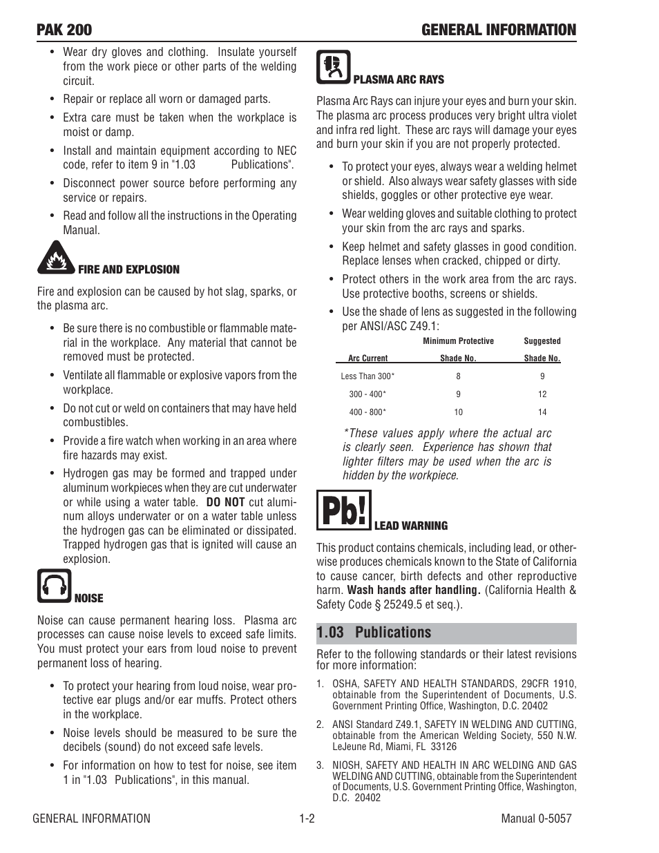 03 publications, Pak 200 general information | Tweco Pak 200 User Manual | Page 12 / 112