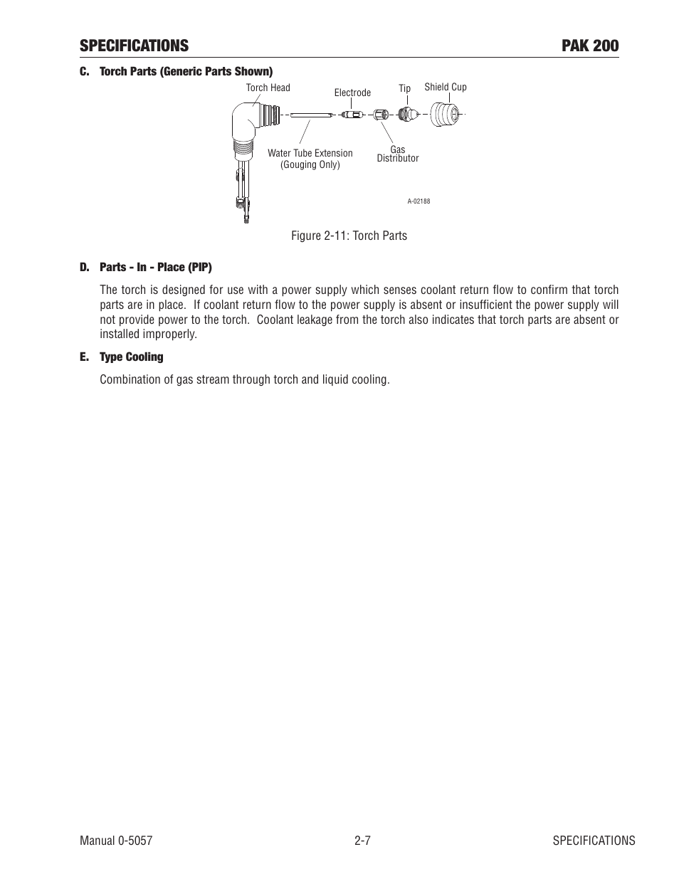 Specifications pak 200 | Tweco Pak 200 User Manual | Page 25 / 112