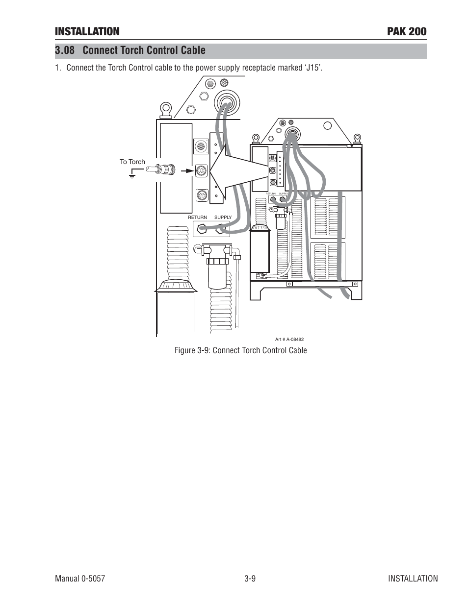 08 connect torch control cable, Installation pak 200 | Tweco Pak 200 User Manual | Page 35 / 112