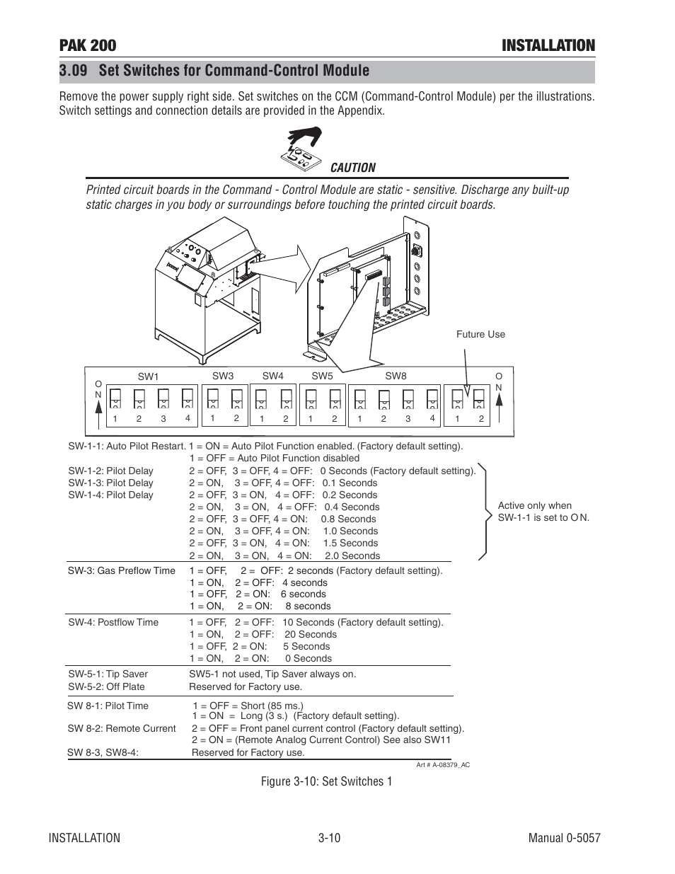 09 set switches for command-control module, Pak 200 installation | Tweco Pak 200 User Manual | Page 36 / 112