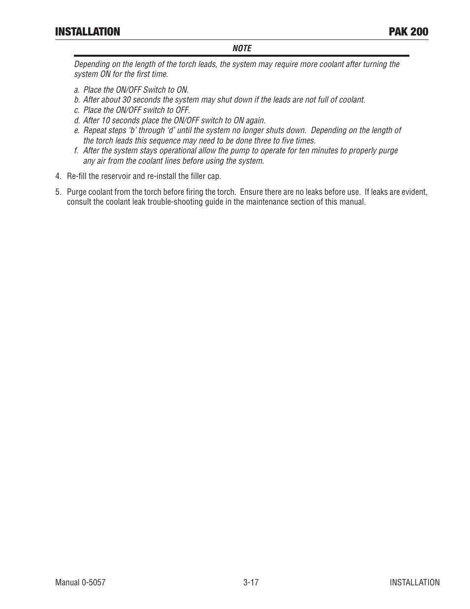 Installation pak 200 | Tweco Pak 200 User Manual | Page 43 / 112