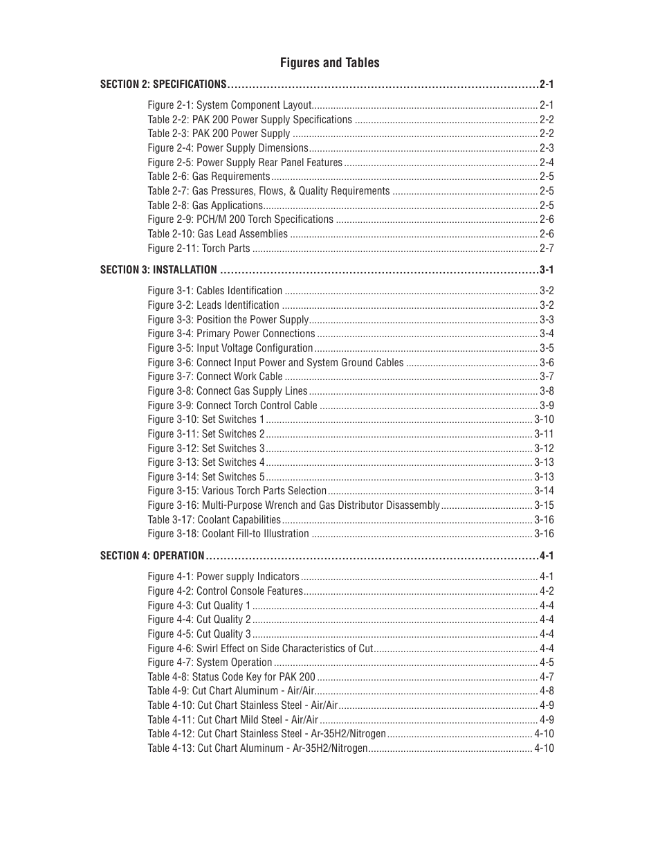 Figures and tables | Tweco Pak 200 User Manual | Page 7 / 112