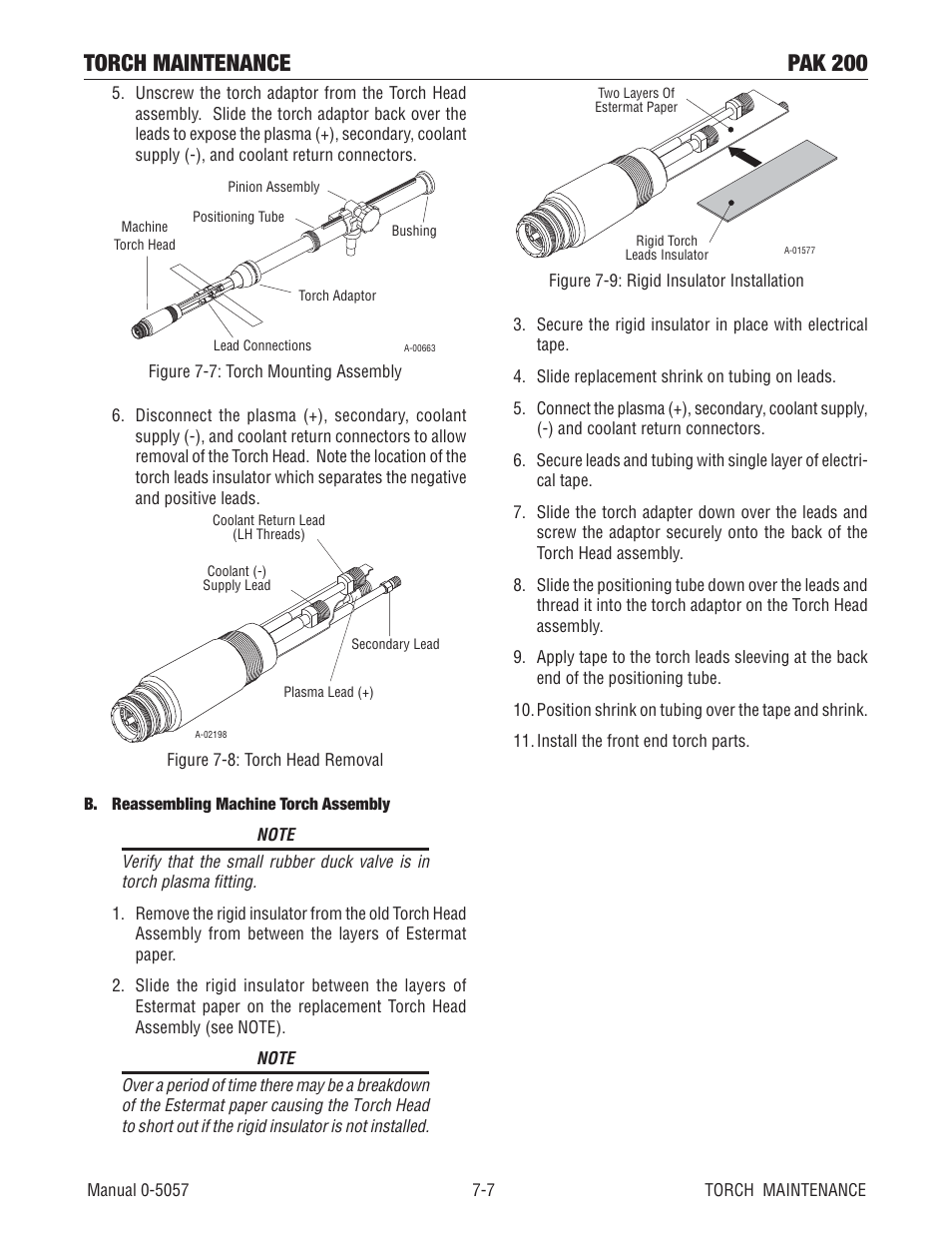 Torch maintenance pak 200 | Tweco Pak 200 User Manual | Page 87 / 112