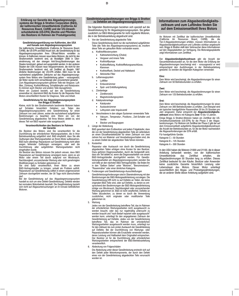 Briggs & Stratton Fource 21100 User Manual | Page 13 / 76