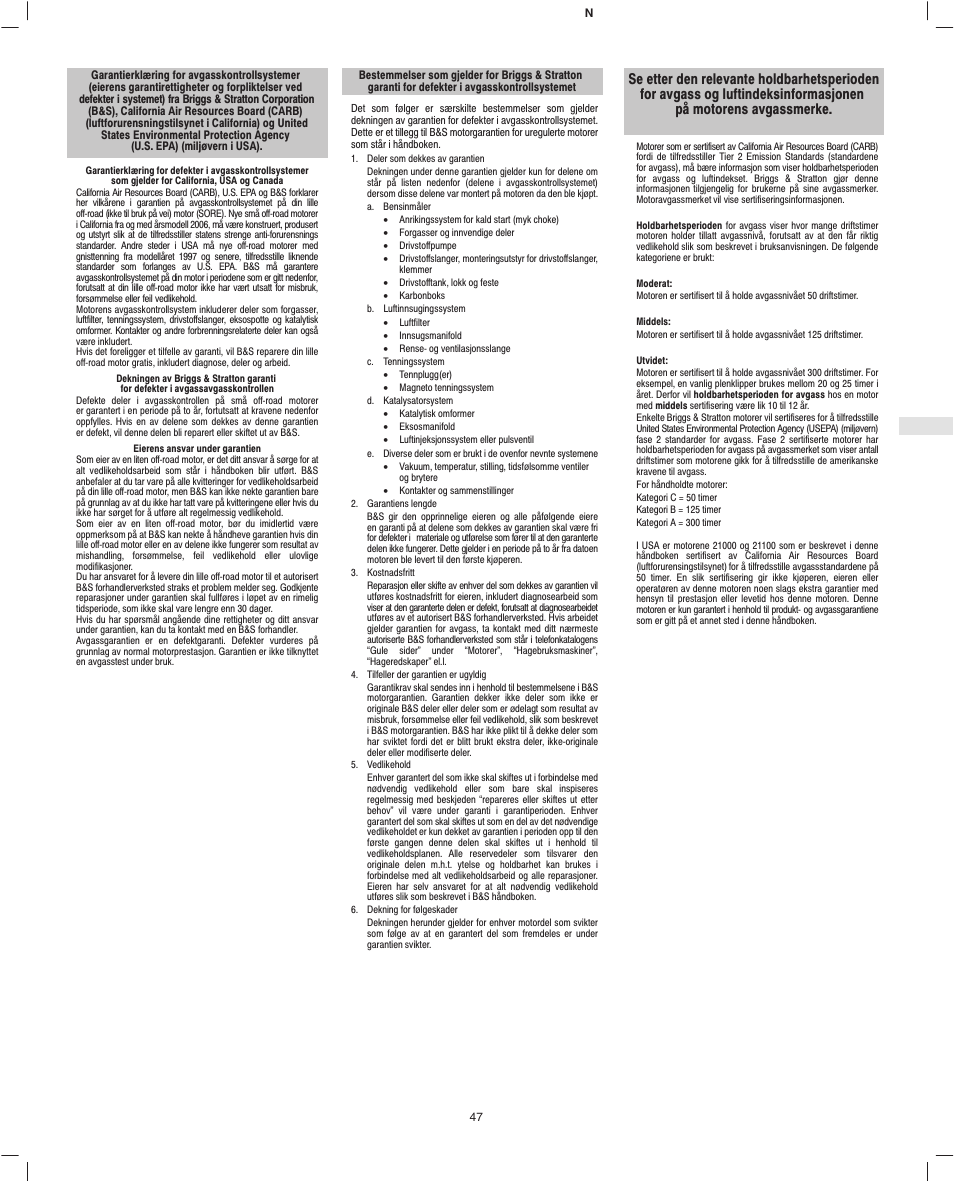 Briggs & Stratton Fource 21100 User Manual | Page 49 / 76