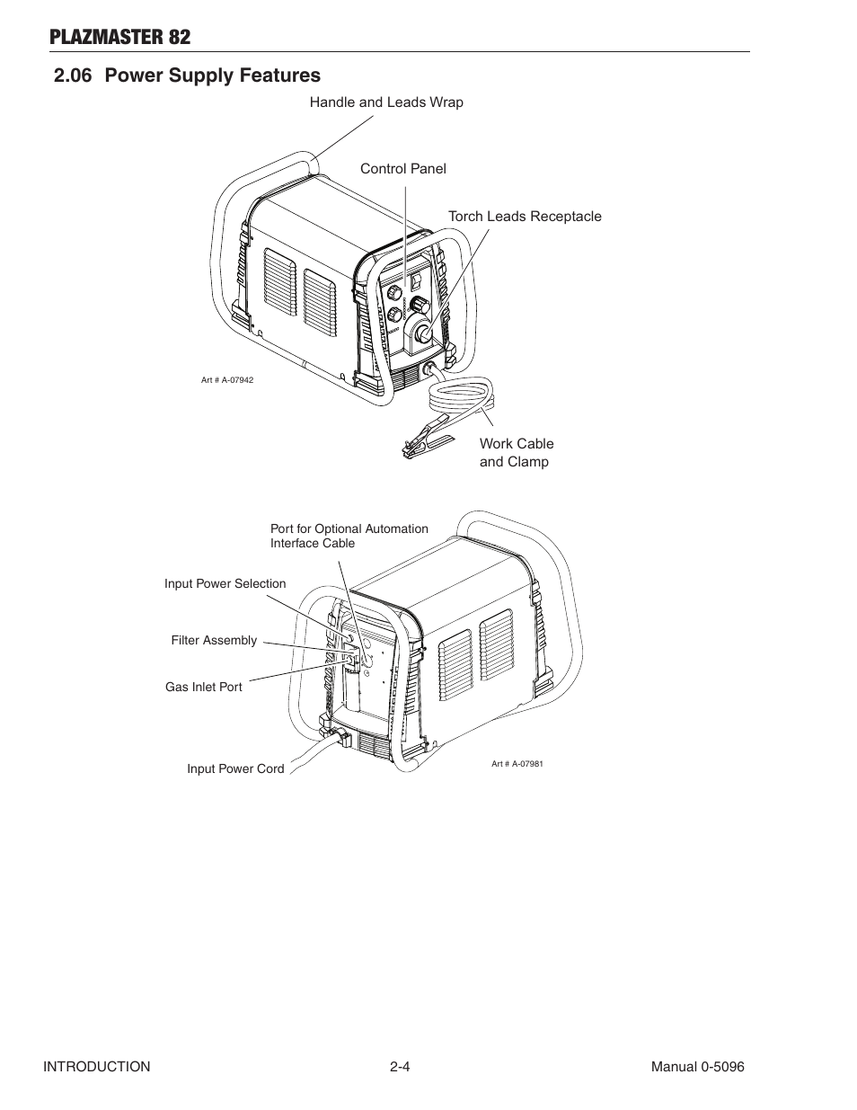 Plazmaster 82, 06 power supply features | Tweco 82 PlazMaster User Manual | Page 18 / 80