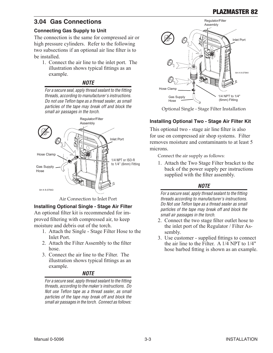 Plazmaster 82, 04 gas connections | Tweco 82 PlazMaster User Manual | Page 25 / 80