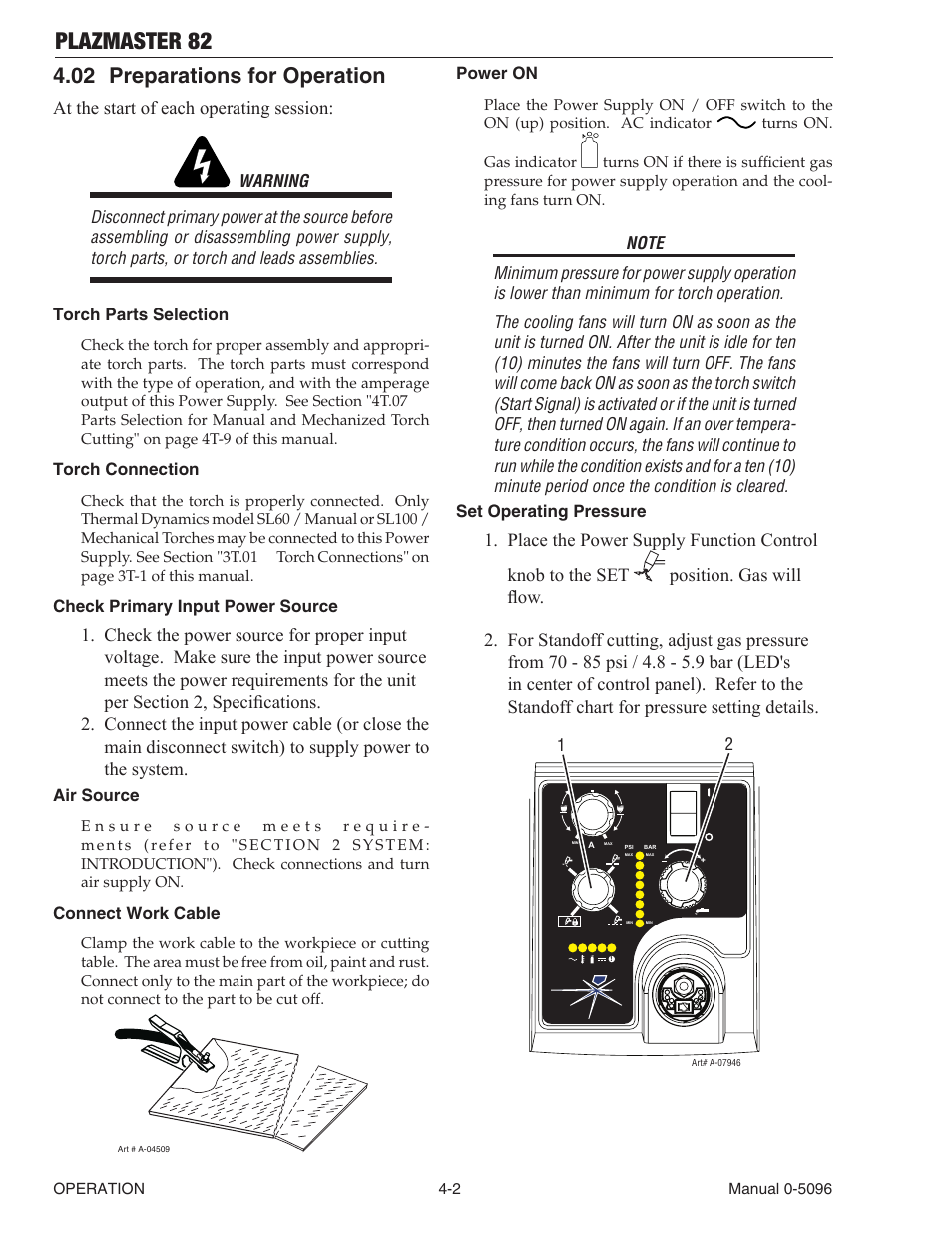 Plazmaster 82, 02 preparations for operation | Tweco 82 PlazMaster User Manual | Page 30 / 80