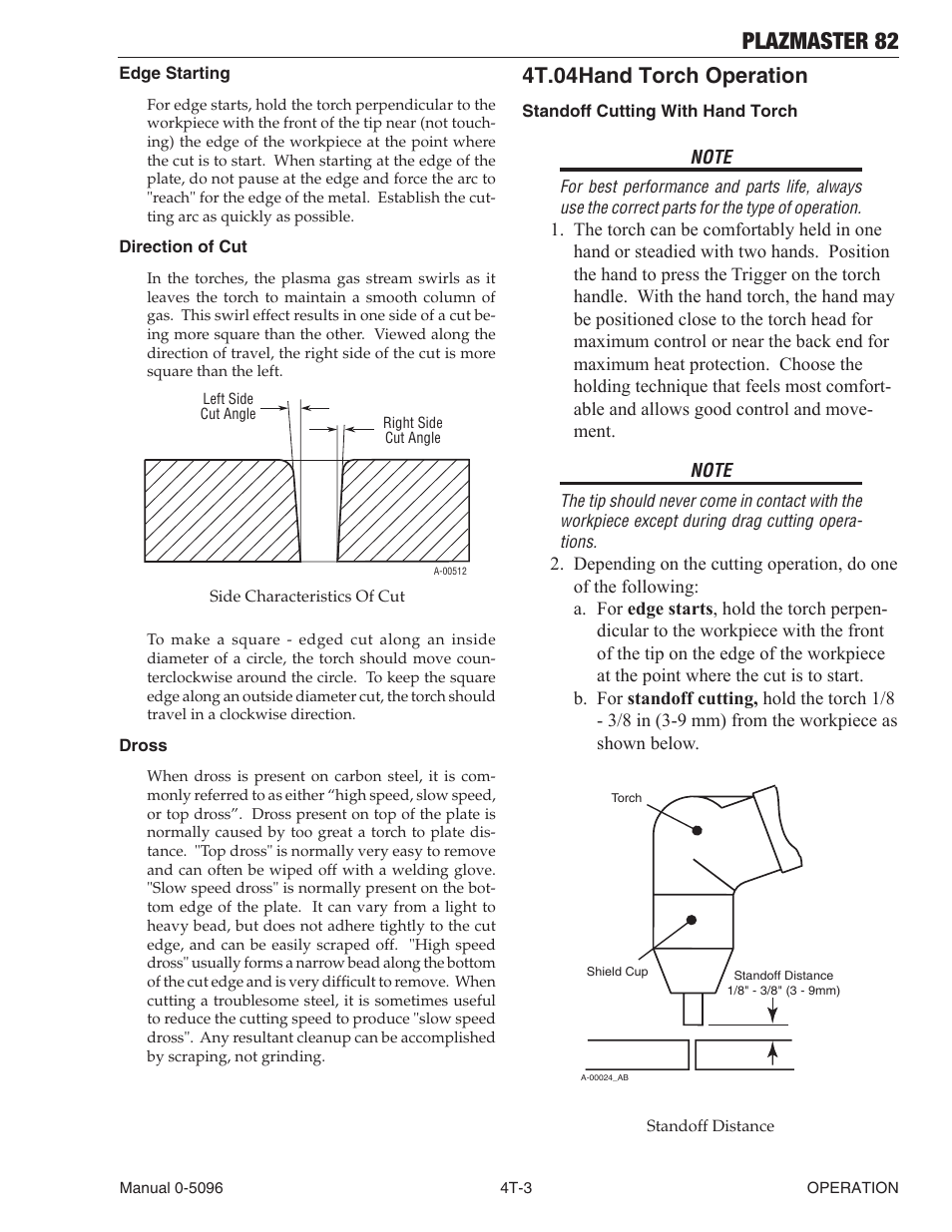 Plazmaster 82, 4t.04 hand torch operation | Tweco 82 PlazMaster User Manual | Page 35 / 80