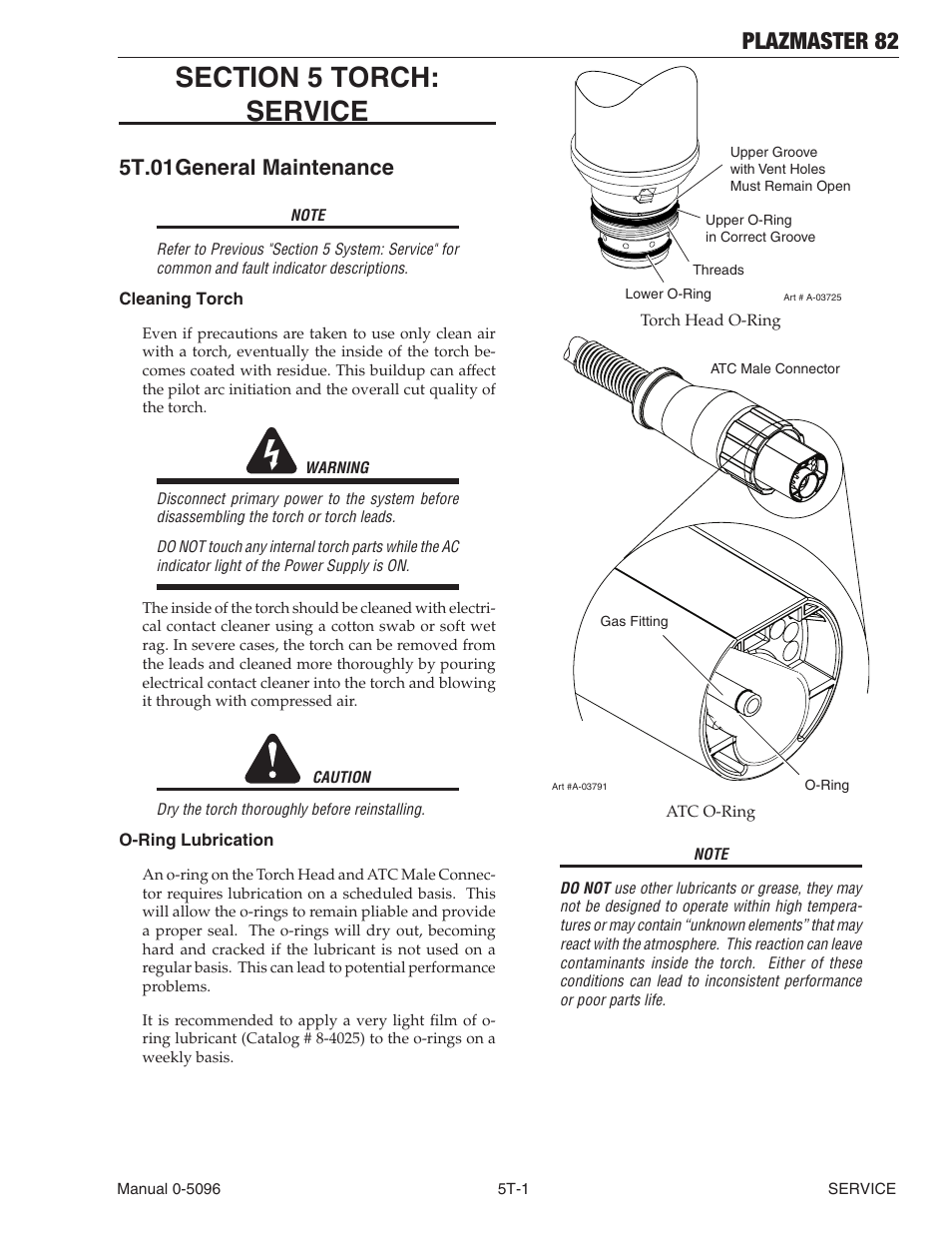 Plazmaster 82, 5t.01 general maintenance | Tweco 82 PlazMaster User Manual | Page 61 / 80