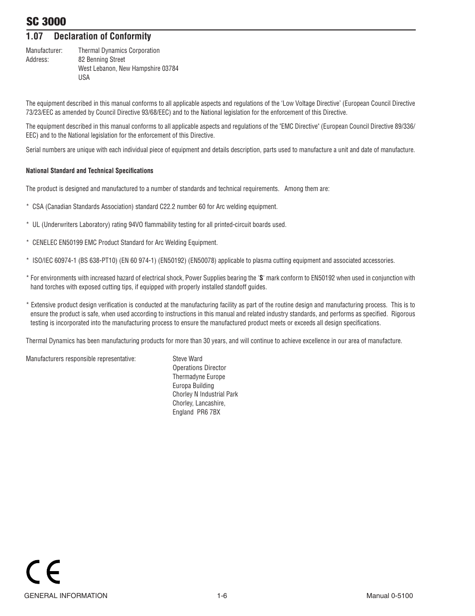 07 declaration of conformity, Declaration of conformity -6, Sc 3000 | Tweco SC-3000 User Manual | Page 12 / 86