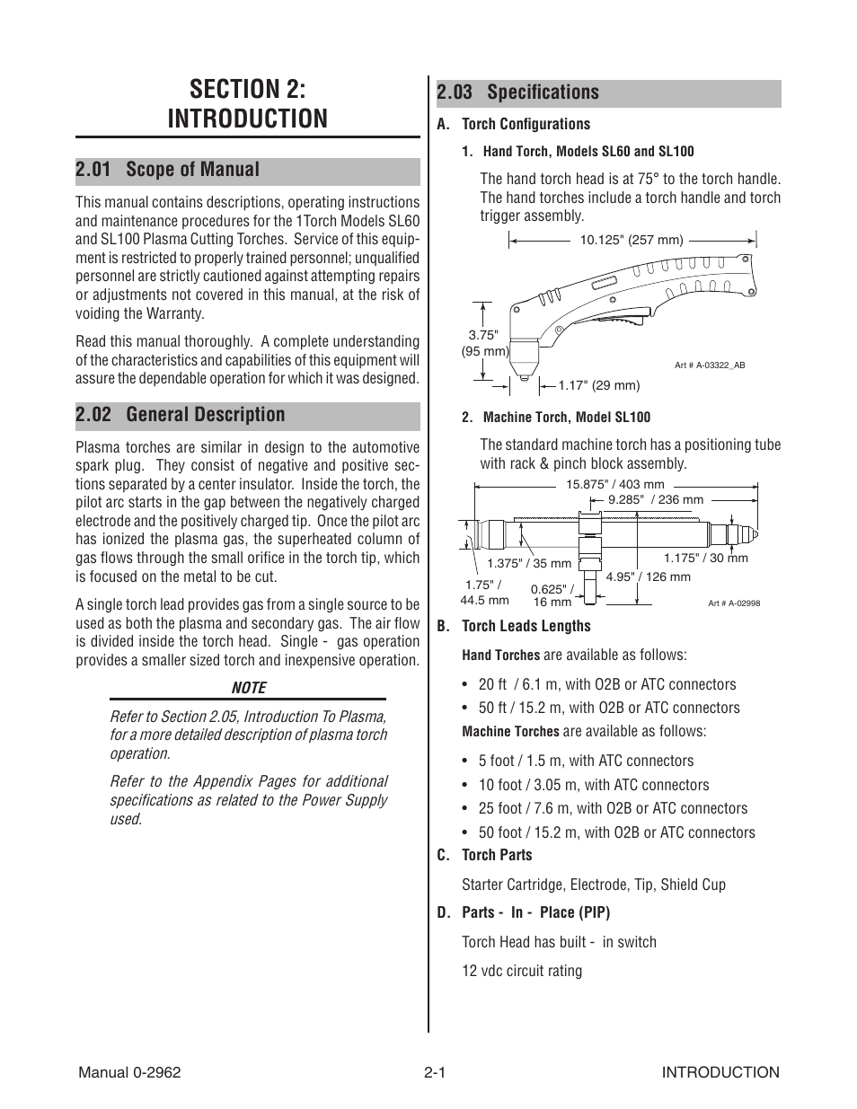 01 scope of manual, 02 general description, 03 specifications | Tweco SL100 User Manual | Page 13 / 86