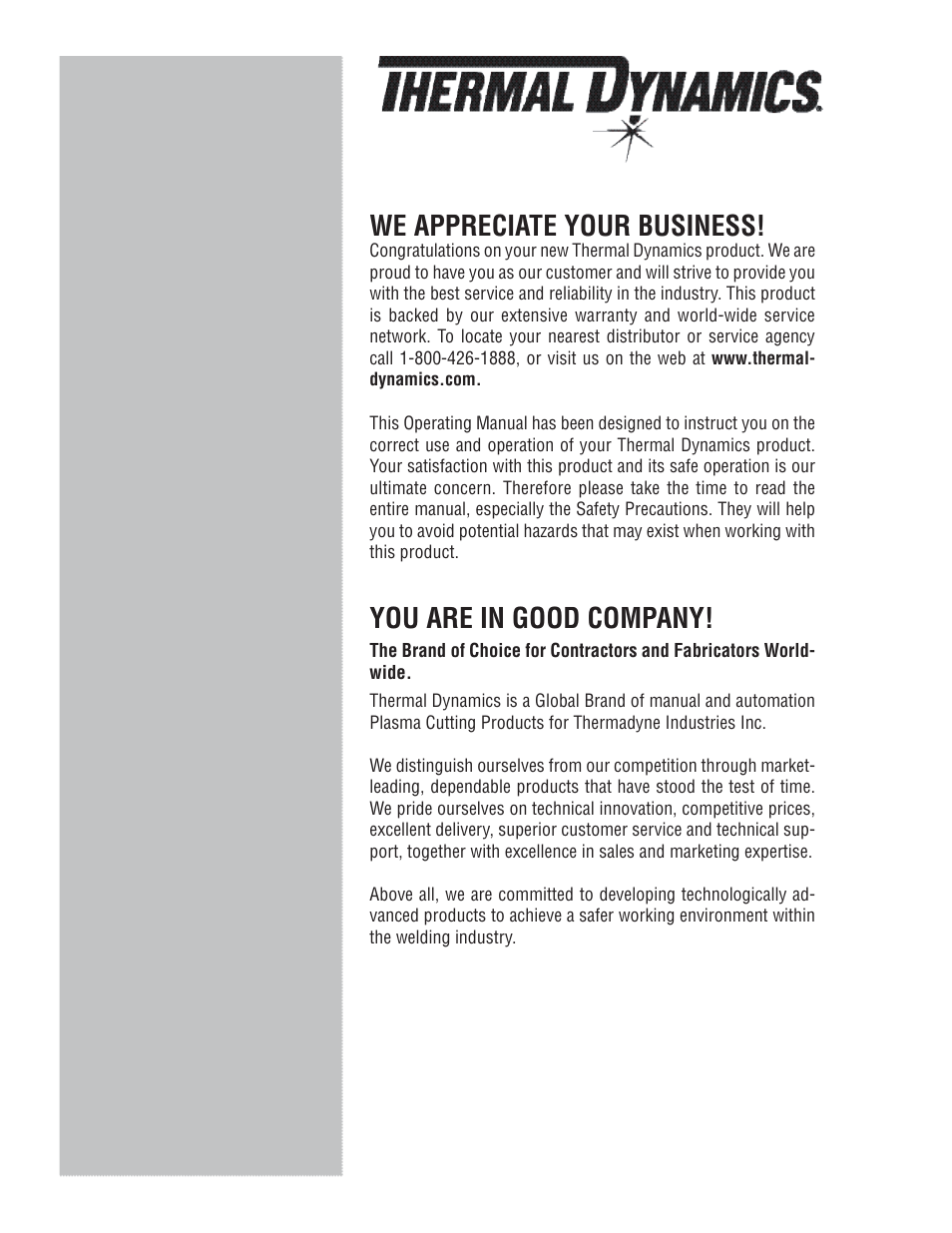 We appreciate your business, You are in good company | Tweco SL100 User Manual | Page 2 / 86