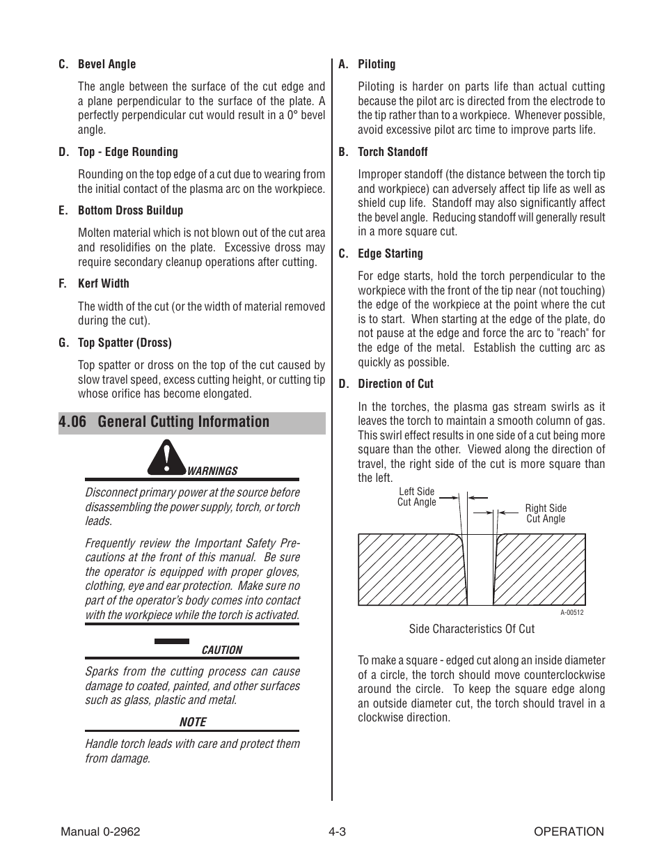 06 general cutting information | Tweco SL100 User Manual | Page 27 / 86