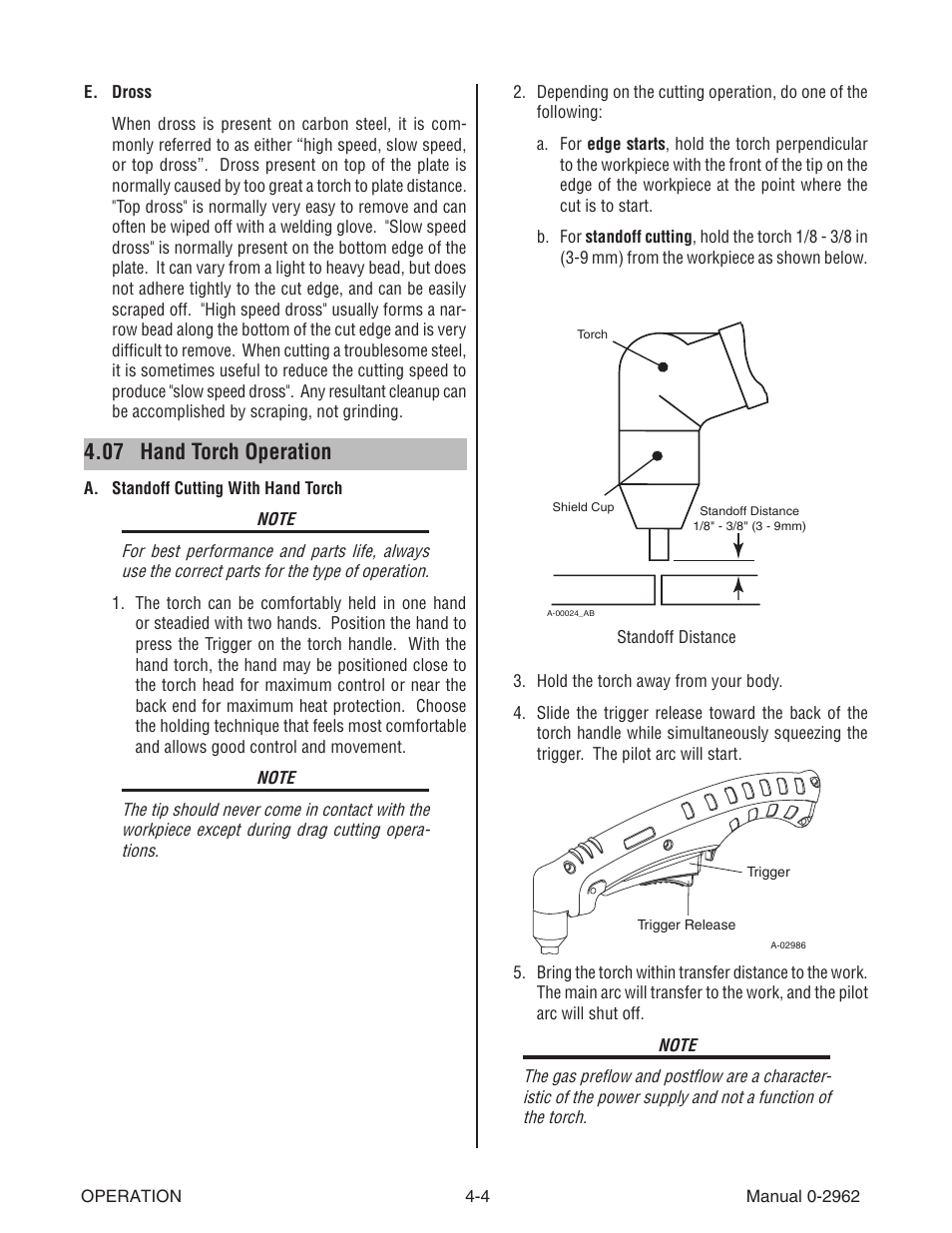 07 hand torch operation | Tweco SL100 User Manual | Page 28 / 86