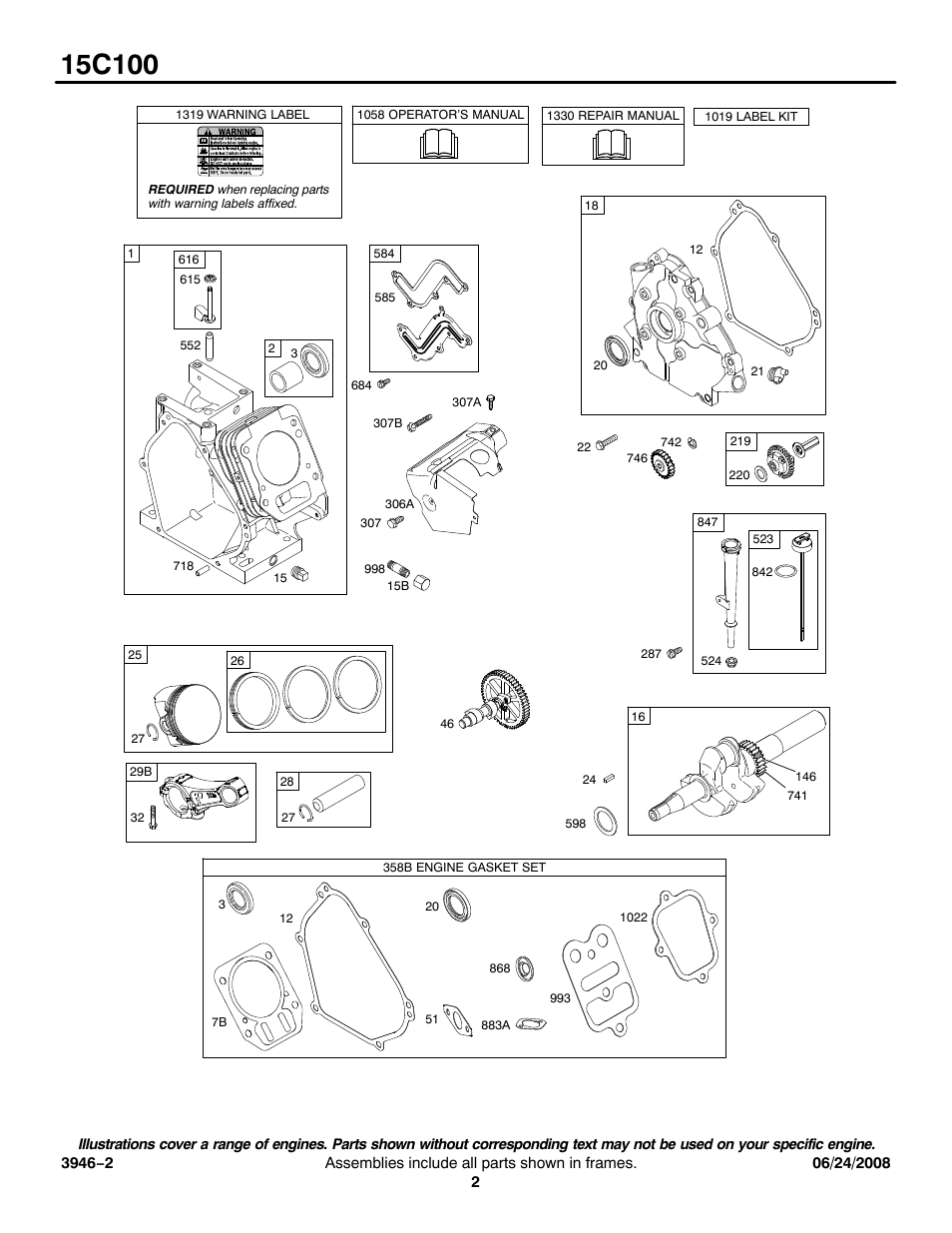 Briggs & Stratton 15C100 User Manual | Page 2 / 9