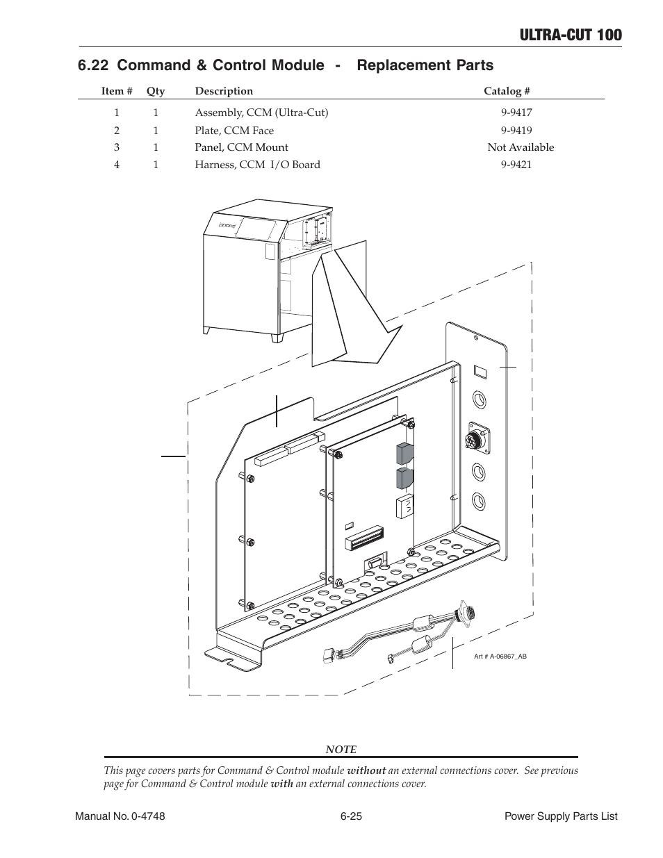 22 command & control module - replacement parts, Ultra-cut 100 | Tweco 100 Ultra-Cut User Manual | Page 111 / 164