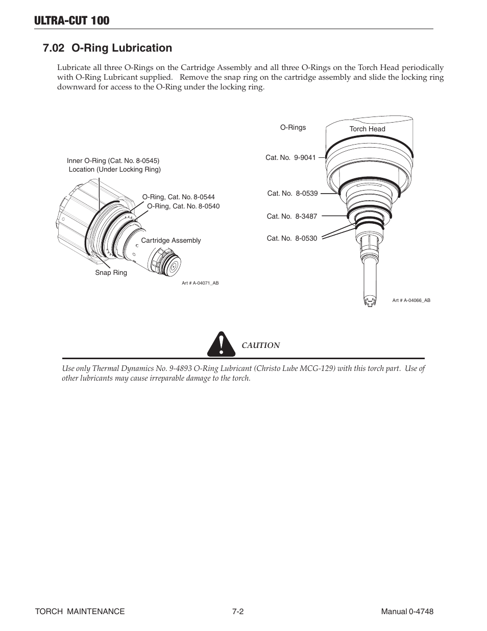 02 o-ring lubrication, 02 o-ring lubrication -2, Ultra-cut 100 | Tweco 100 Ultra-Cut User Manual | Page 116 / 164