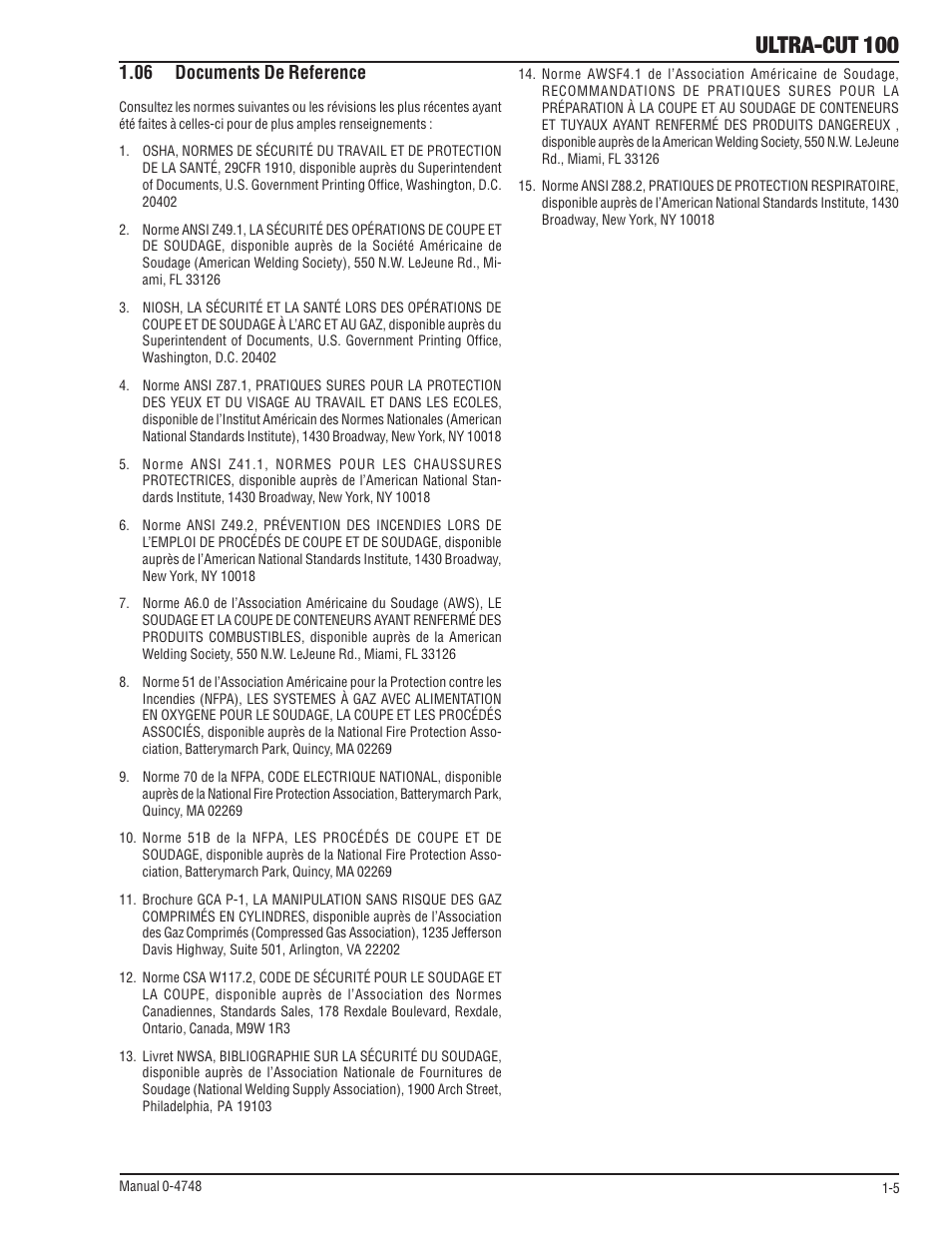 06 documents de reference, 06 documents de reference -5, Ultra-cut 100 | Tweco 100 Ultra-Cut User Manual | Page 13 / 164