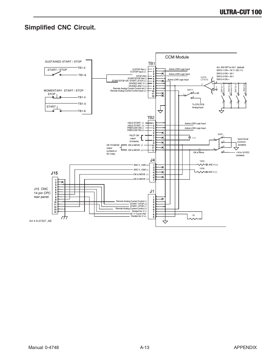 Simplified cnc circuit, Ultra-cut 100, Ccm module | Tweco 100 Ultra-Cut User Manual | Page 133 / 164