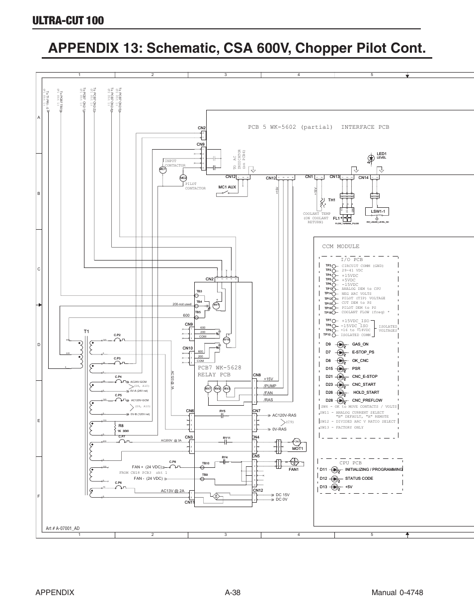 Ultra-cut 100, Ccm module, I/o pcb cpu pcb | Tweco 100 Ultra-Cut User Manual | Page 158 / 164