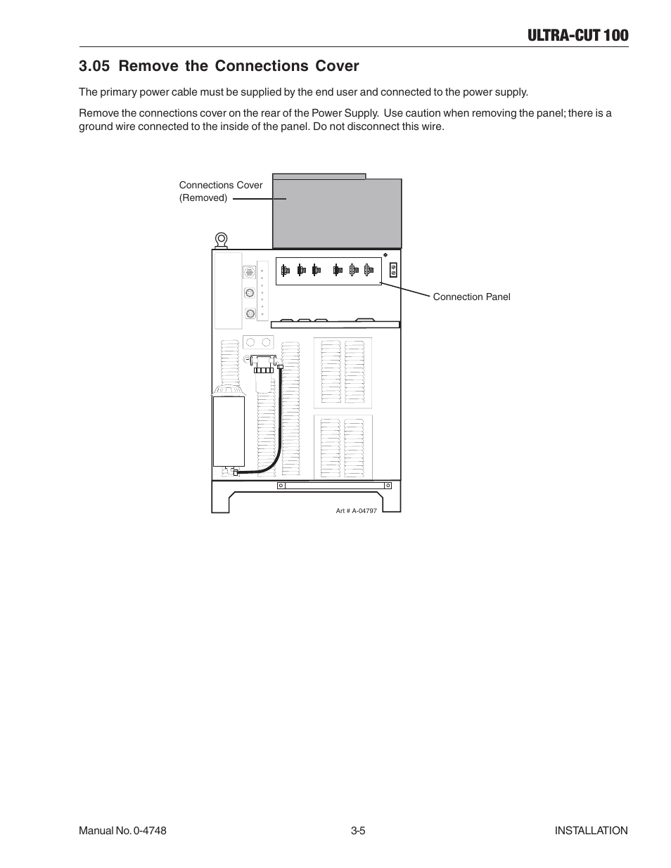 05 remove the connections cover, 05 remove the connections cover -5, Ultra-cut 100 | Tweco 100 Ultra-Cut User Manual | Page 29 / 164
