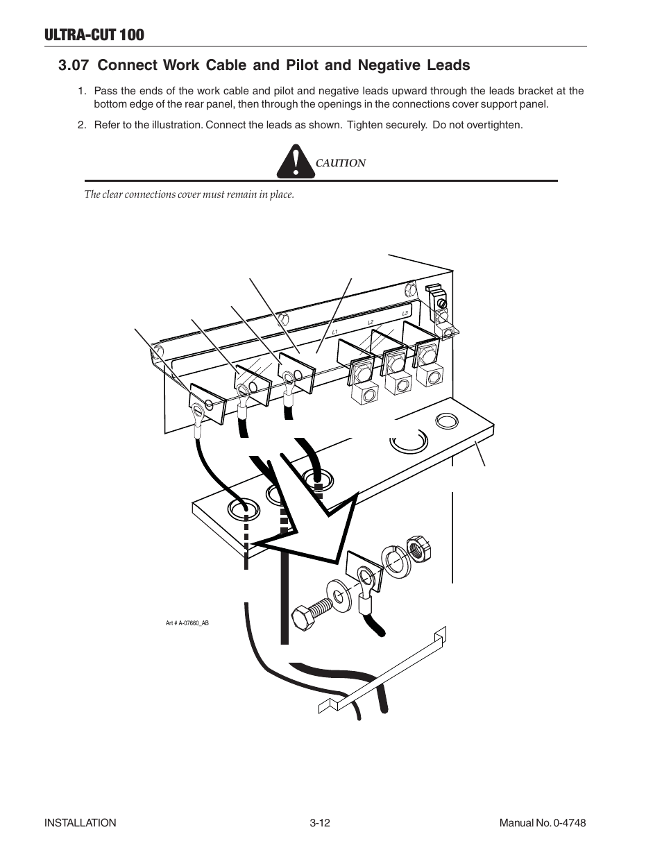 07 connect work cable and pilot and negative leads, Ultra-cut 100 | Tweco 100 Ultra-Cut User Manual | Page 36 / 164