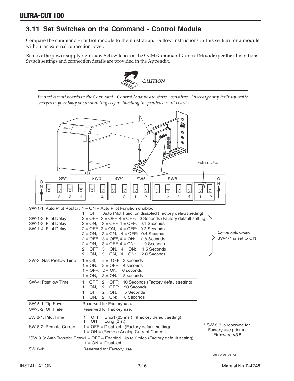 11 set switches on the command - control module, Ultra-cut 100 | Tweco 100 Ultra-Cut User Manual | Page 40 / 164