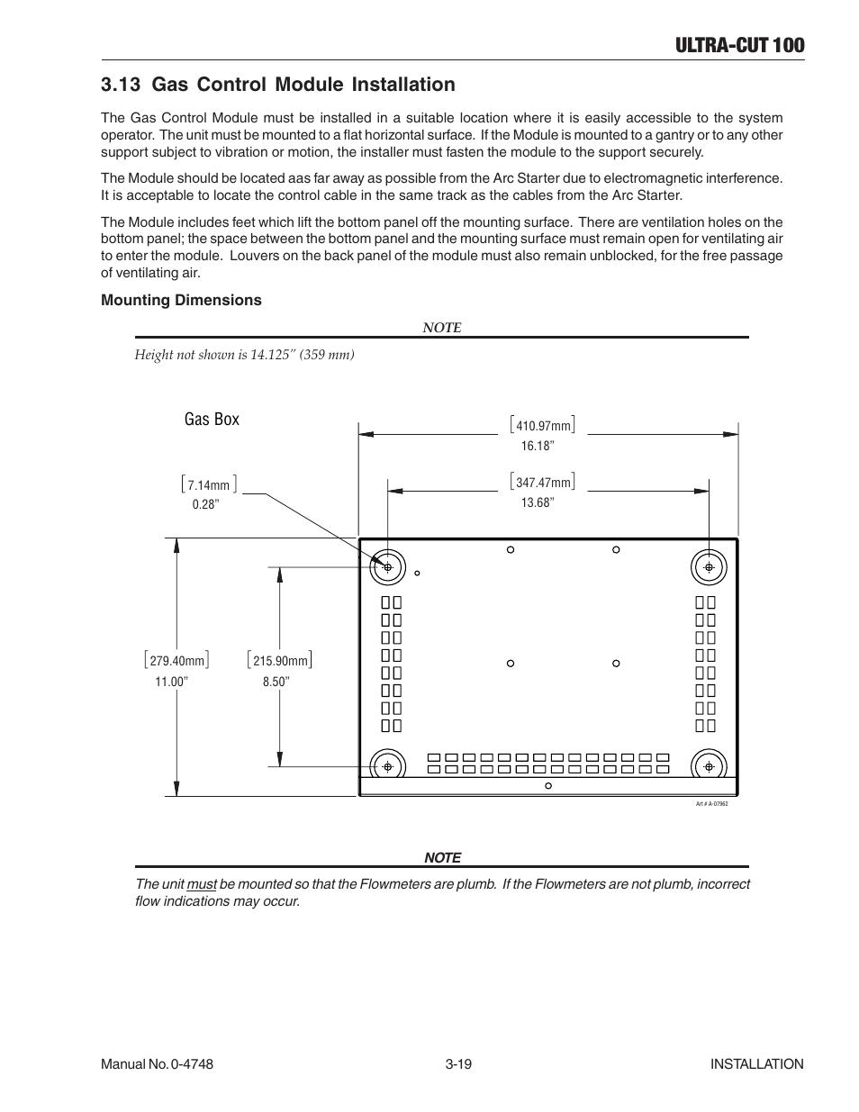 13 gas control module installation, 13 gas control module installation -19, Ultra-cut 100 | Tweco 100 Ultra-Cut User Manual | Page 43 / 164