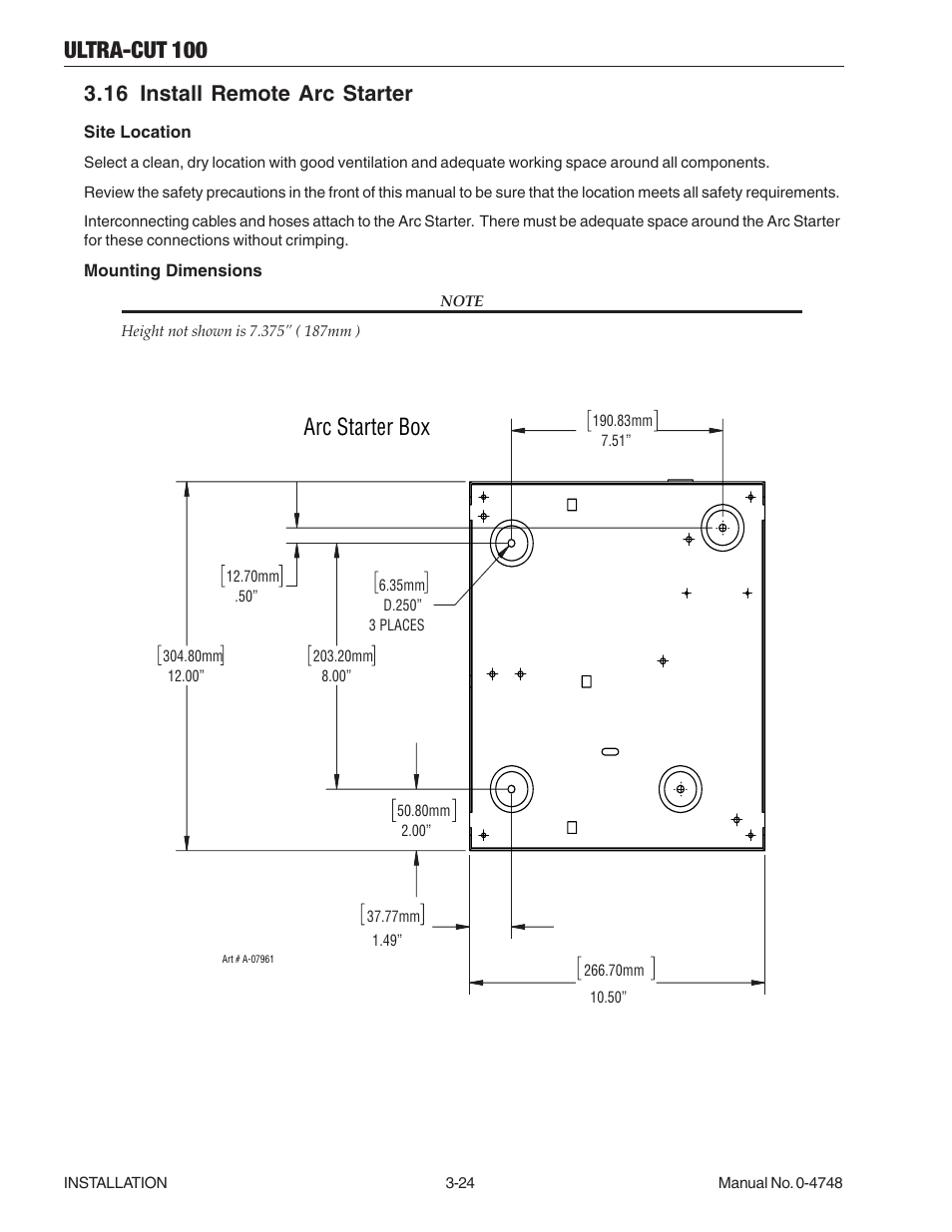 16 install remote arc starter, 16 install remote arc starter -24, Ultra-cut 100 | Arc starter box | Tweco 100 Ultra-Cut User Manual | Page 48 / 164