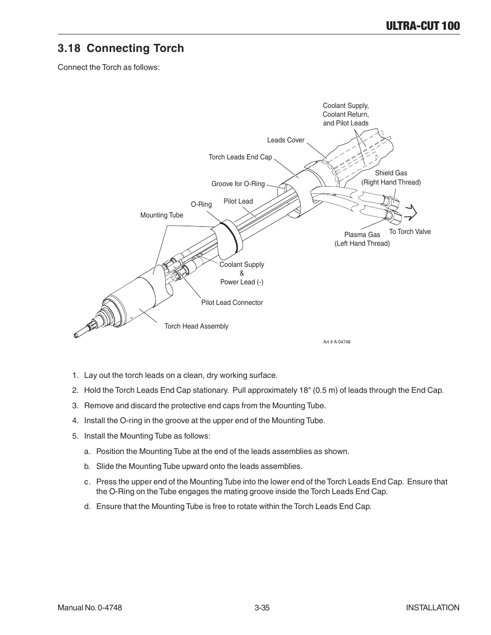 18 connecting torch, 18 connecting torch -35, Ultra-cut 100 | Tweco 100 Ultra-Cut User Manual | Page 59 / 164