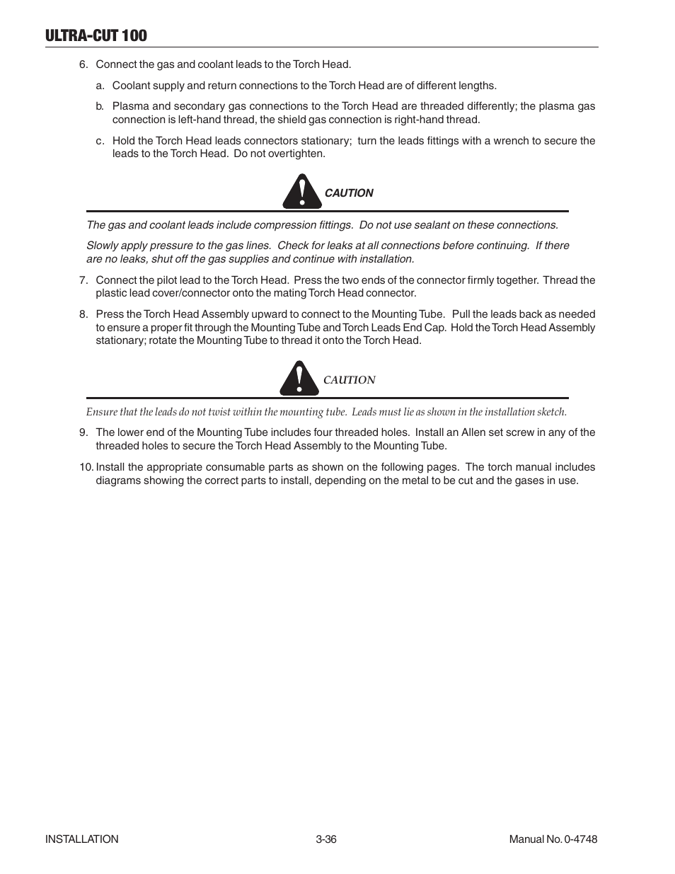 Ultra-cut 100 | Tweco 100 Ultra-Cut User Manual | Page 60 / 164