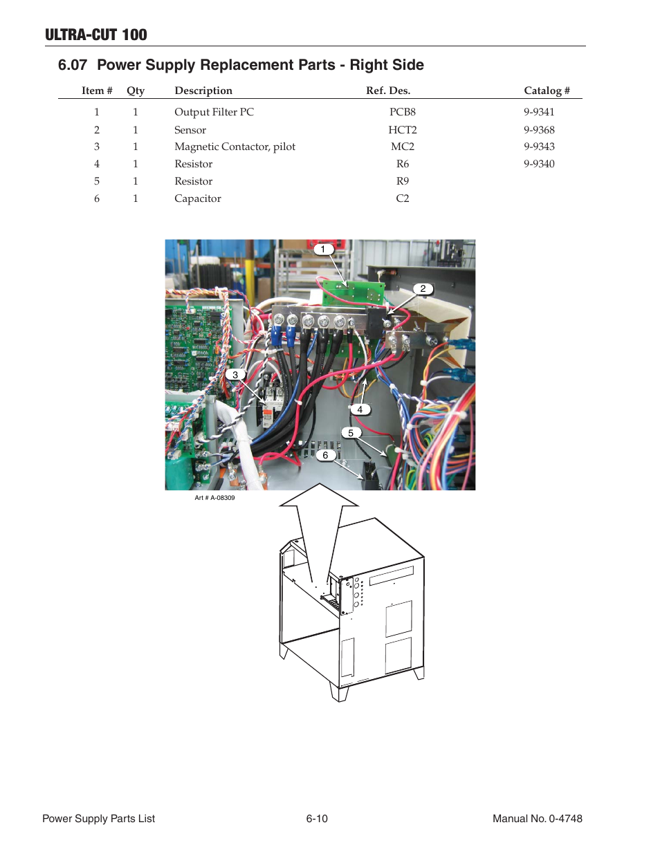 07 power supply replacement parts - right side, 07 power supply replacement parts - right side -10, Ultra-cut 100 | Tweco 100 Ultra-Cut User Manual | Page 96 / 164