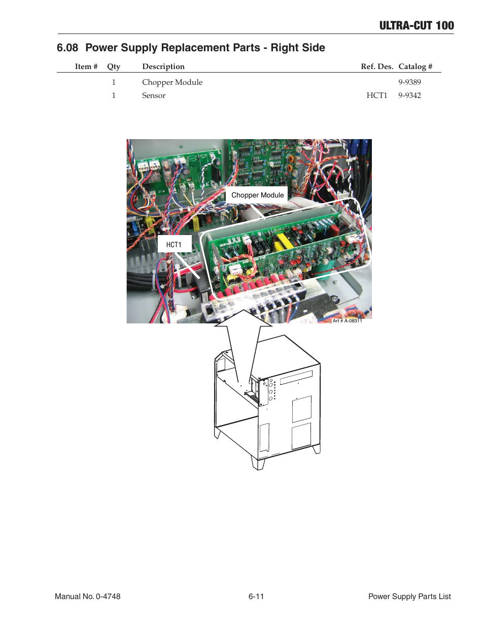 08 power supply replacement parts - right side, 08 power supply replacement parts - right side -11, Ultra-cut 100 | Tweco 100 Ultra-Cut User Manual | Page 97 / 164
