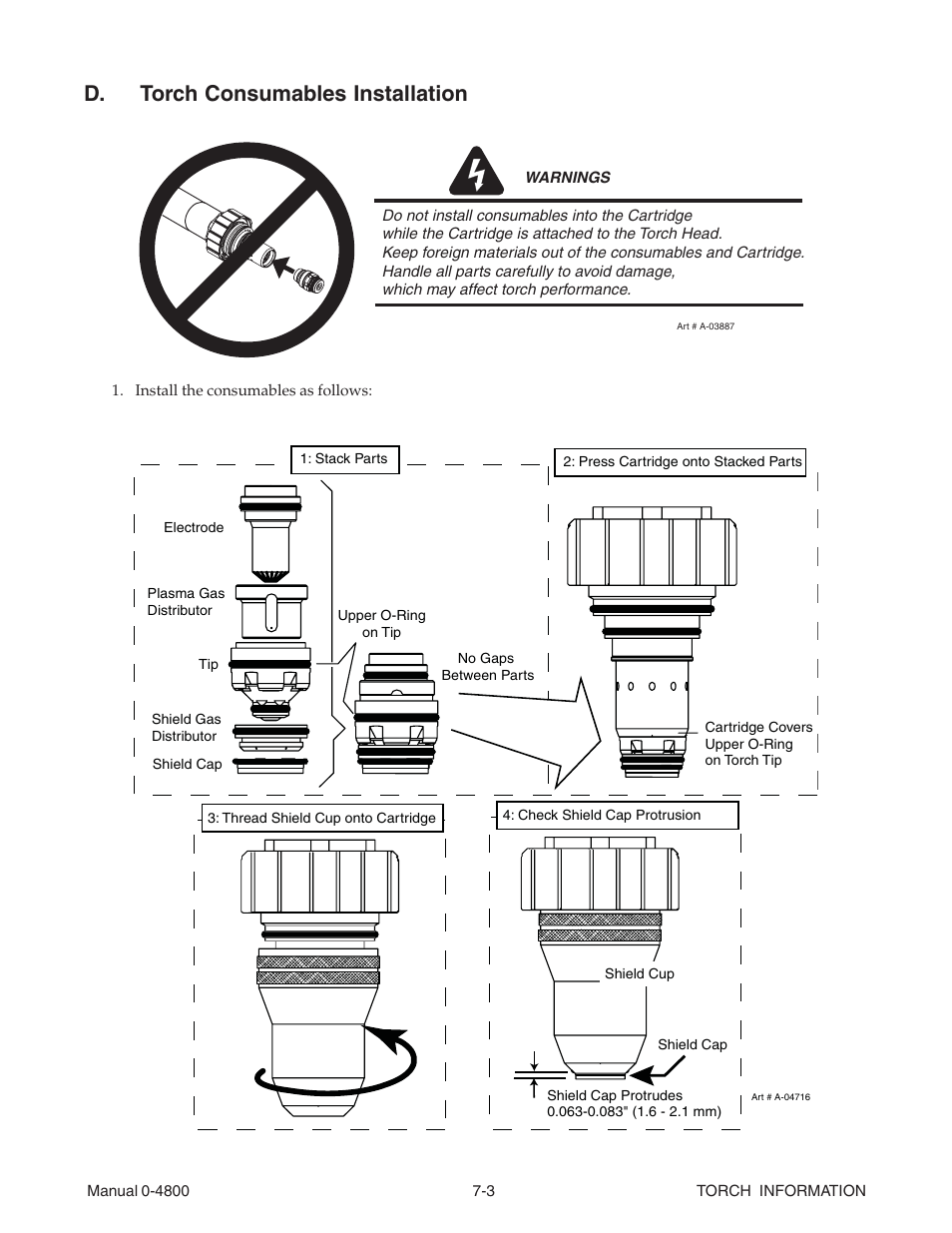 D. torch consumables installation | Tweco 150 Ultra-Cut User Manual | Page 117 / 148