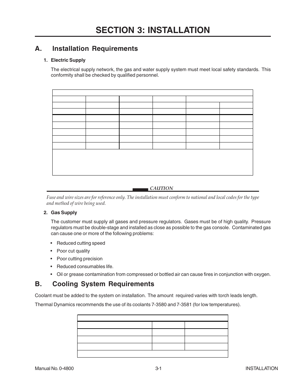 A. installation requirements, B. cooling system requirements | Tweco 150 Ultra-Cut User Manual | Page 23 / 148