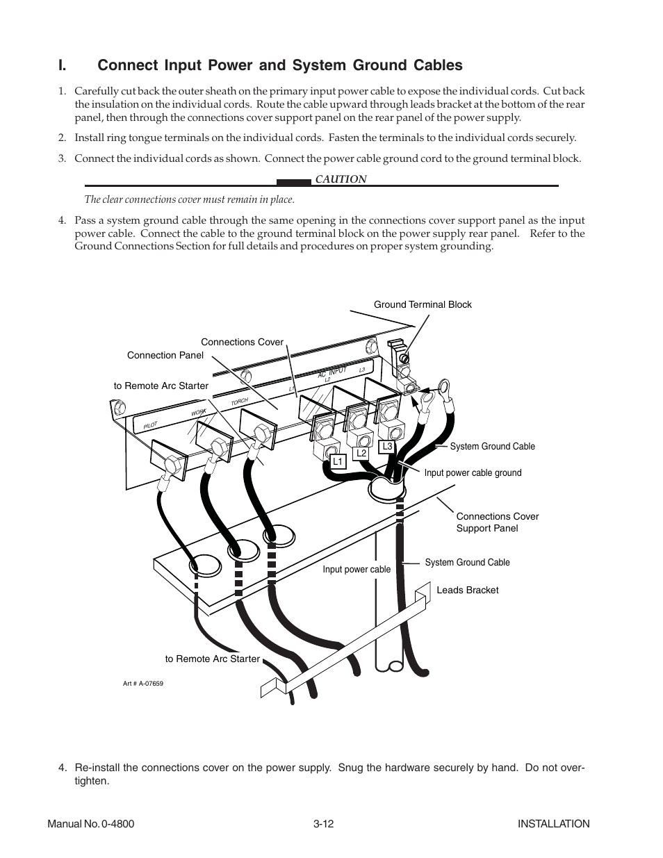 I. connect input power and system ground cables | Tweco 150 Ultra-Cut User Manual | Page 34 / 148