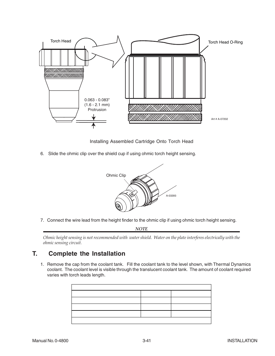 T. complete the installation | Tweco 150 Ultra-Cut User Manual | Page 63 / 148