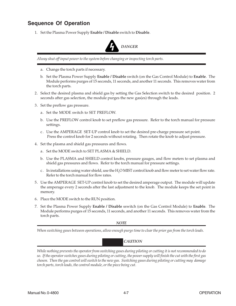 Sequence of operation | Tweco 150 Ultra-Cut User Manual | Page 71 / 148