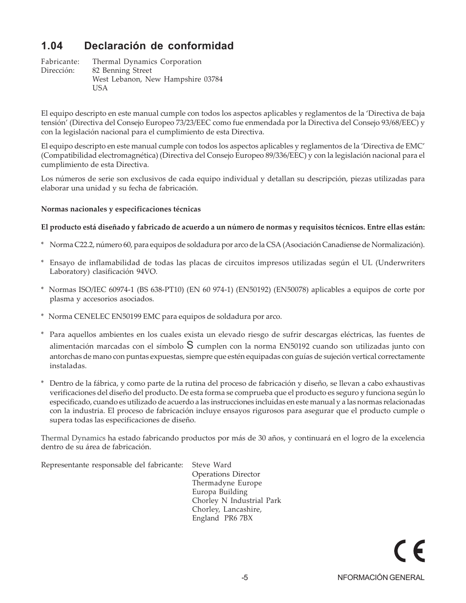 04 declaración de conformidad | Tweco 150 Ultra-Cut User Manual | Page 13 / 145