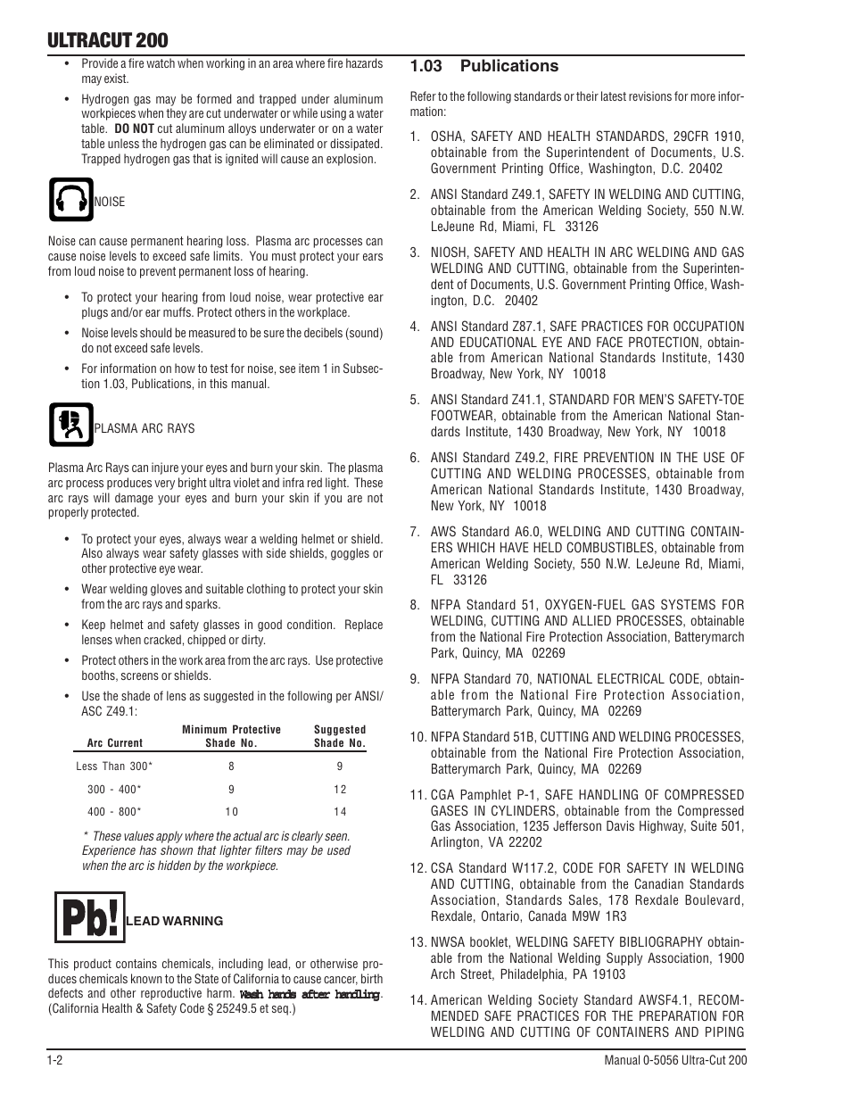 03 publications, 03 publications -2, Ultracut 200 | Tweco 200 Ultra-Cut User Manual | Page 10 / 152