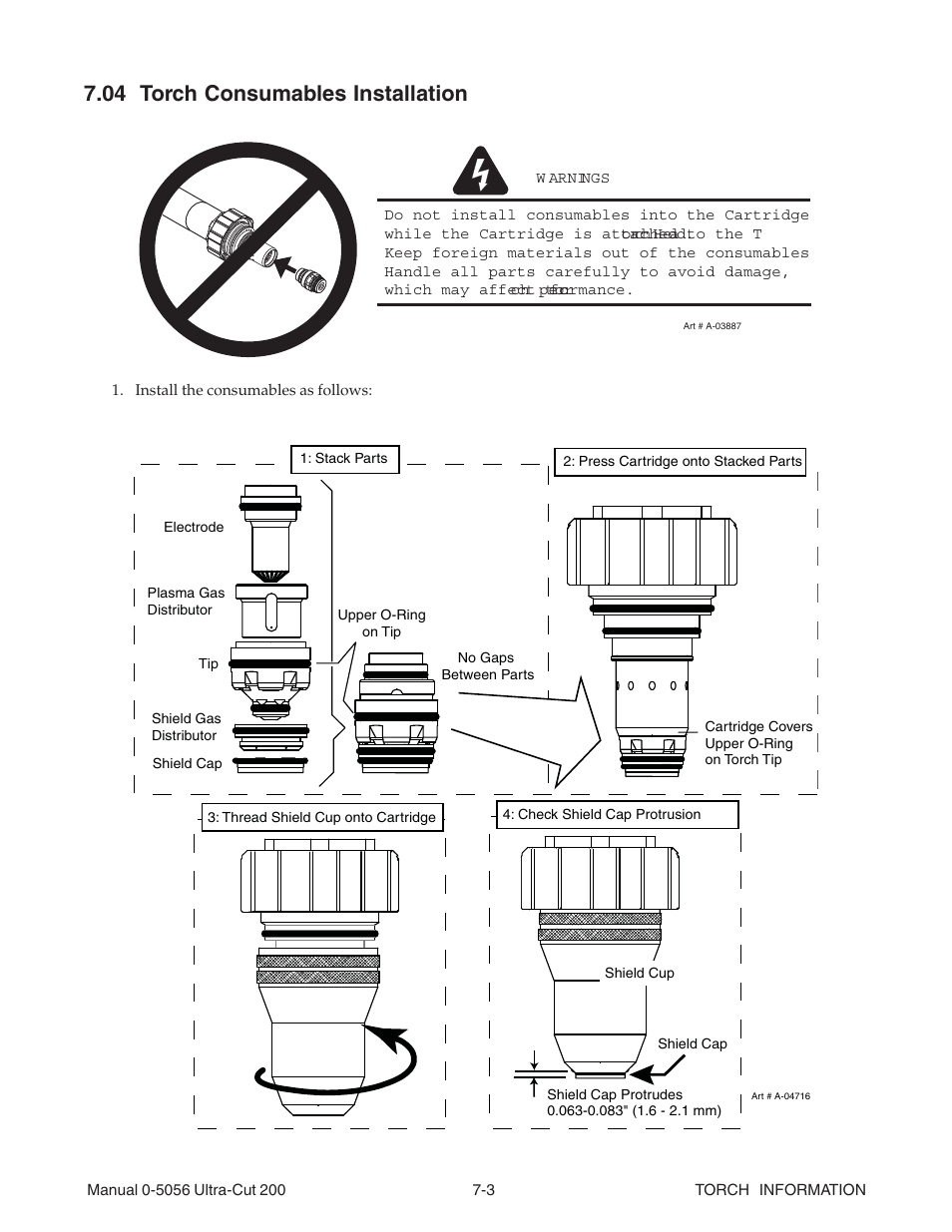 04 torch consumables installation, 04 torch consumables installation -3 | Tweco 200 Ultra-Cut User Manual | Page 115 / 152