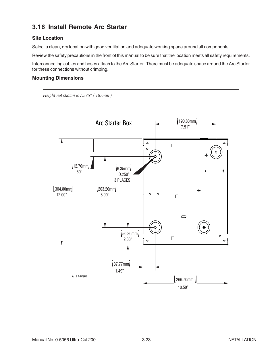 16 install remote arc starter, 16 install remote arc starter -23, Arc starter box | Tweco 200 Ultra-Cut User Manual | Page 47 / 152